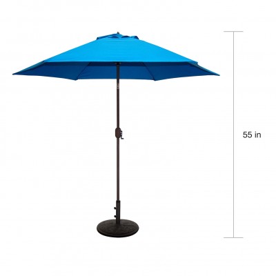 Tropishade  9 ft. Aluminum Bronze Patio Umbrella with Blue Cover   